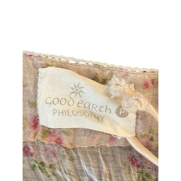 Good Earth Philosophy Sheer Crinkle Floral Dress Size S Petite Boho Cottagecore - Picture 11 of 13